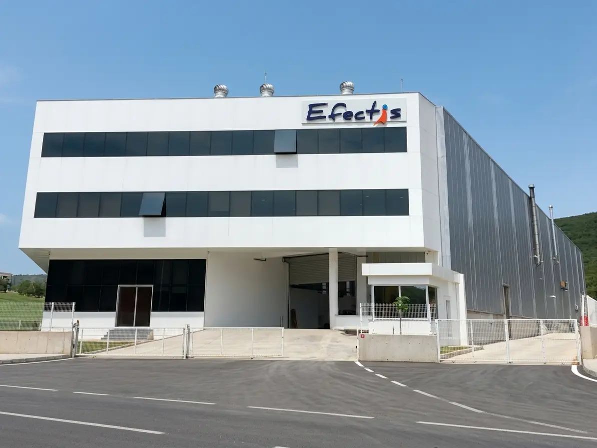 Efectis industrial facility with aluminium box letters above the front façade