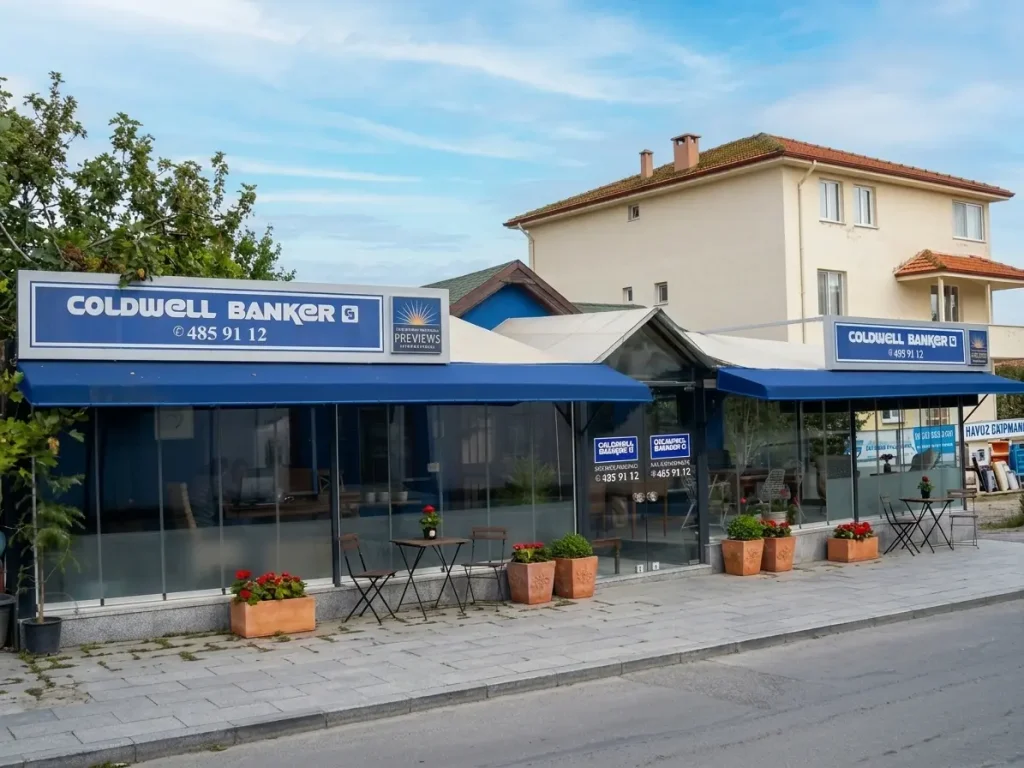 Completed Coldwell Banker storefront signage manufactured and installed by Boran Reklam