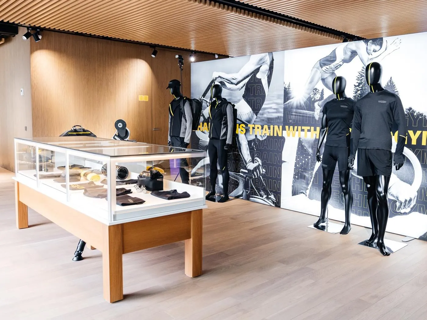 Technogym retail showroom with large-format branded wall graphics