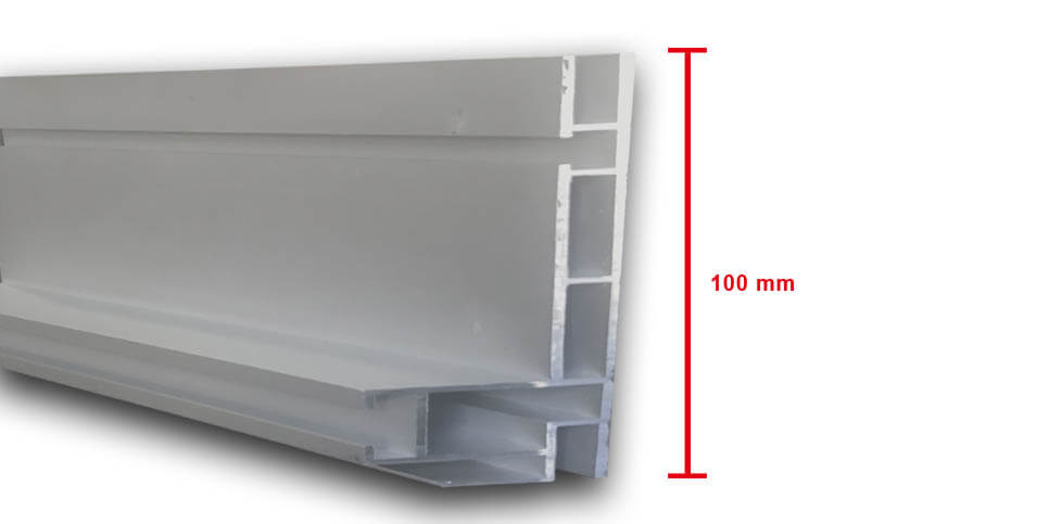 Single-sided 100 mm aluminium profile cross-section