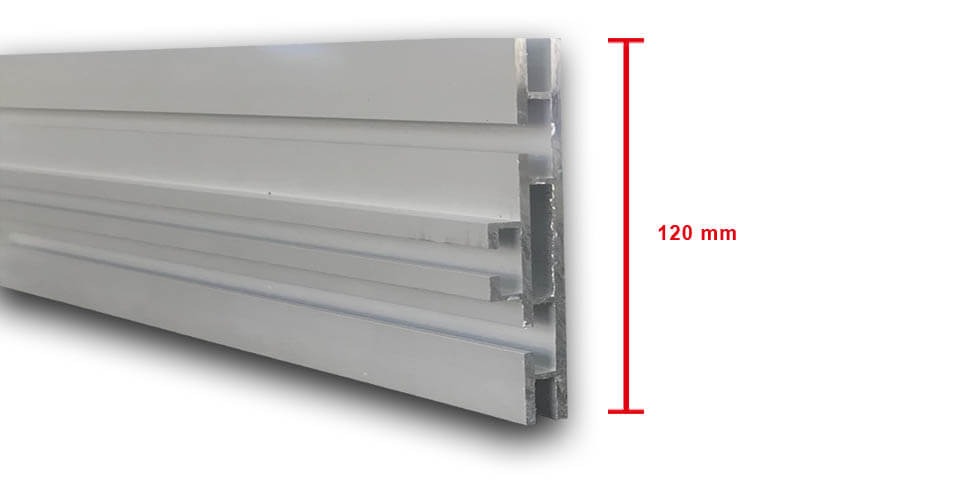 Double-sided 120 mm aluminium profile cross-section