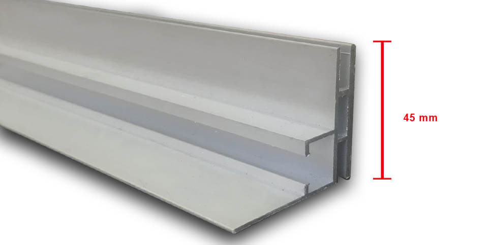 Single-sided 45 mm aluminium profile cross-section
