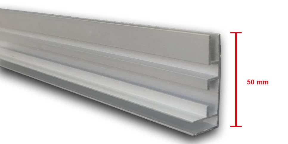 Single-sided ECO 50 mm aluminium profile cross-section
