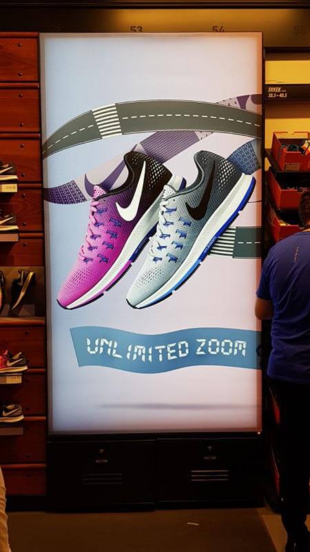 Nike retail SEG fabric tension lightbox application